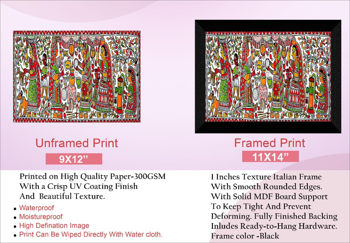 SAF paintings Madhubani Traditional Black frame painting for Wall Decoration,Home and Office OL-SANFK33368
