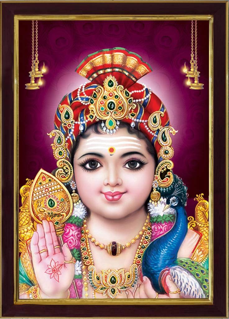SAF paintings Religious Lord Murugan Swamy Kartikey SAFR6592 Sparkle Coated Digital Print Painting (13.25 inch x 9.25 inch) SAFR6592, Standard