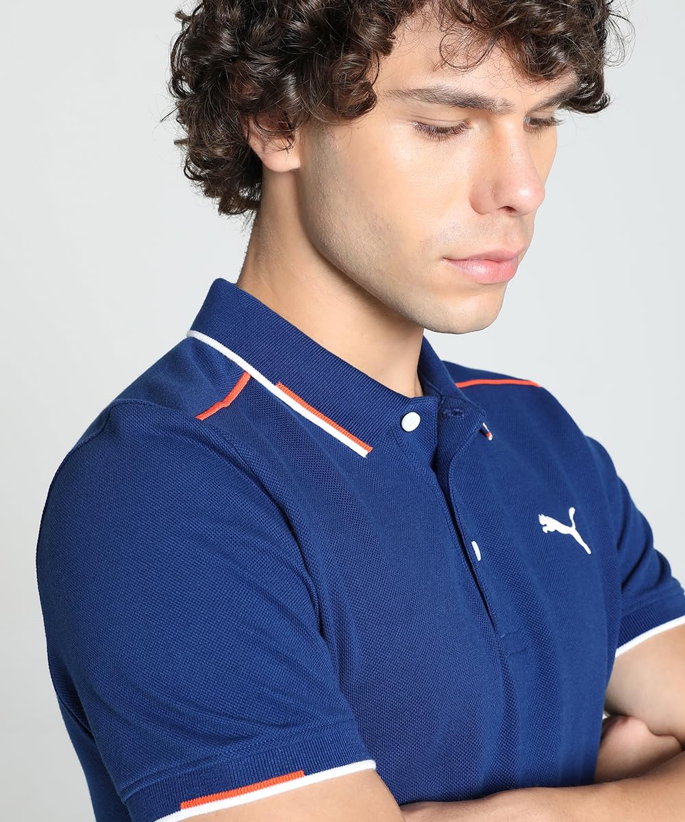 Puma Mens Slim Cotton Contrast Tipping Polo