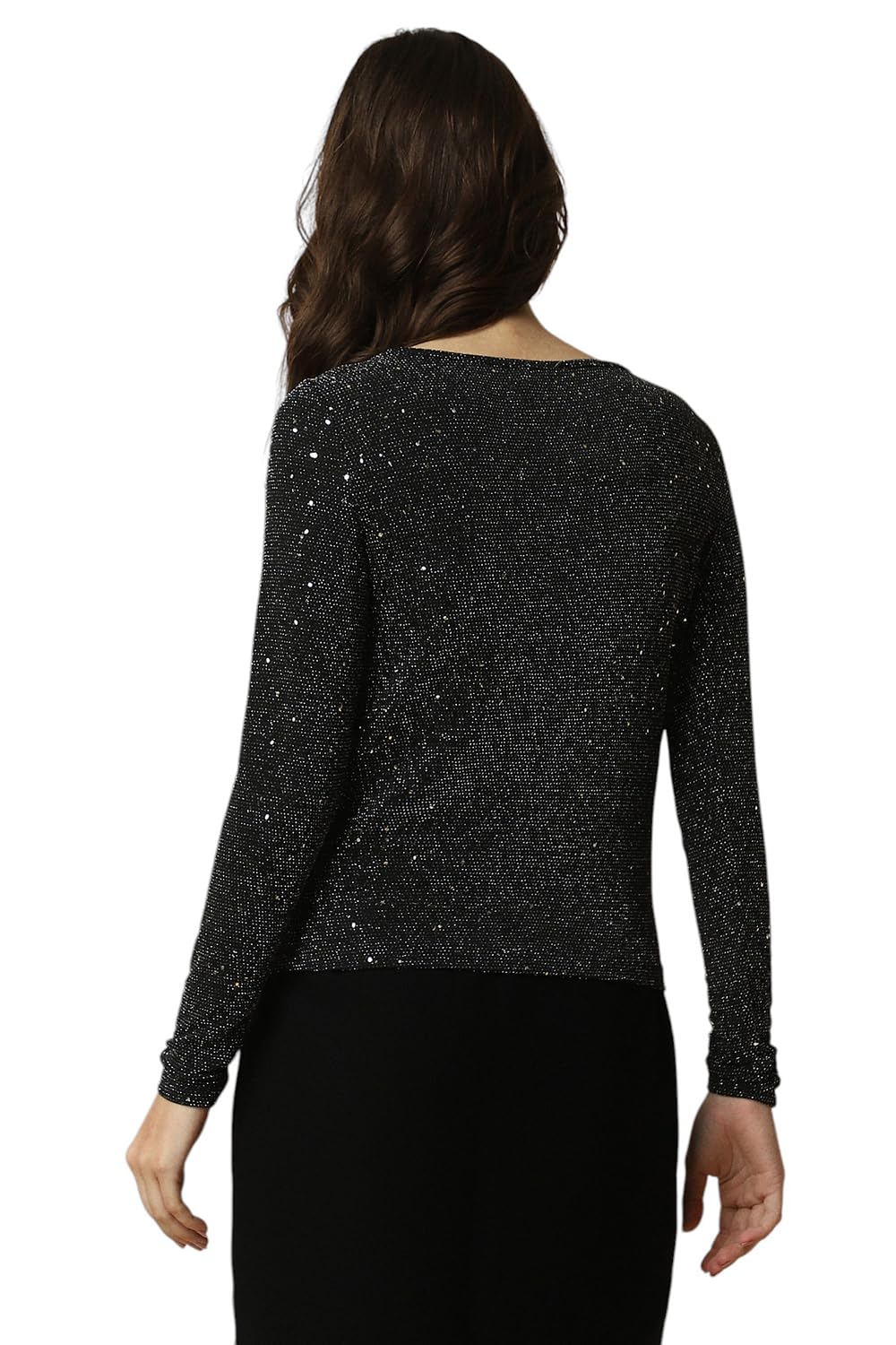 Allen Solly Women's Black Plain Long Sleeve Blouse