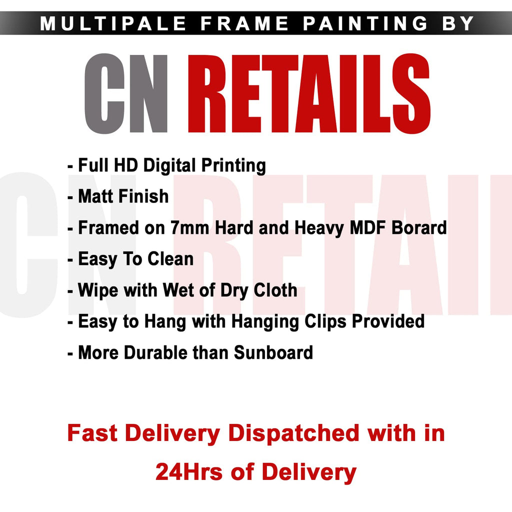 CN RETAILS Beautiful 7 Horses vastu Wall Painting with Special Effects Sparkle Lamination wood art framed wall Painting for home décor Synthetic Solid Wooden Frame (Brown, 50 x 65 cm) 18x24_27