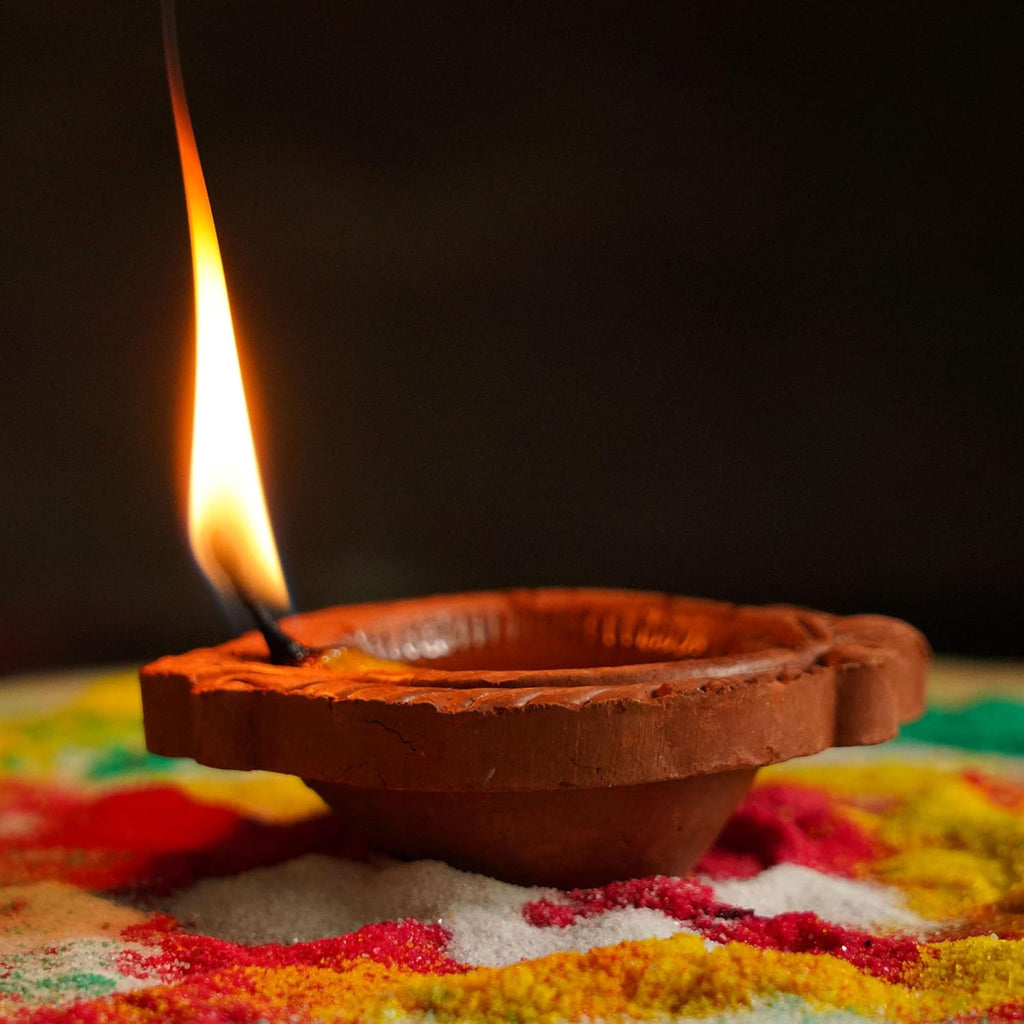 TIED RIBBONS Pack of 12 Clay Diwali Diya Set - Teracotta Diwali Diya Set Earthen Oil Ghee Diyas for Diwali - Diwali Decoration Items for Home Decor (Set of 12)