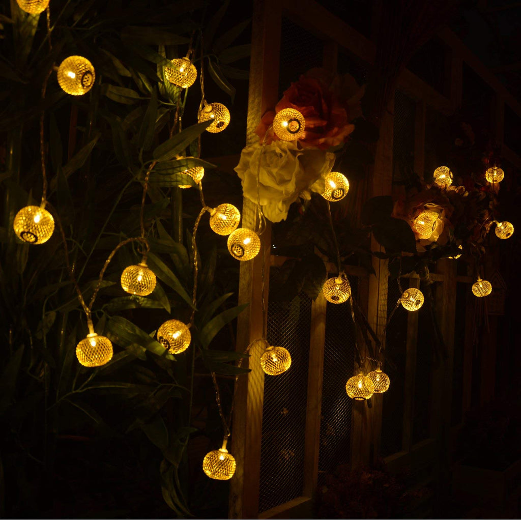 MIRADH 14 Bulb Shape Led Lantern 16ft Long Lantern Fairy Lights Diwali Christmas String Lights Outdoor Decorative Lights for Garden,Home,Party,Bedroom (Warm White Golden Ball)