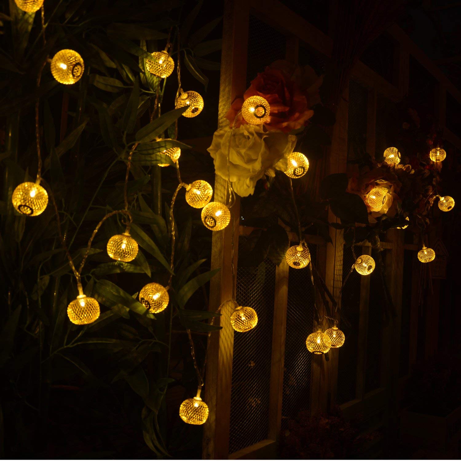 MIRADH 14 Bulb Shape Led Lantern 16ft Long Lantern Fairy Lights Diwali Christmas String Lights Outdoor Decorative Lights for Garden,Home,Party,Bedroom (Warm White Golden Ball)