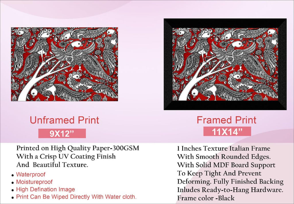 SAF paintings Madhubani Traditional Black frame painting for Wall Decoration SA-SANFK33398