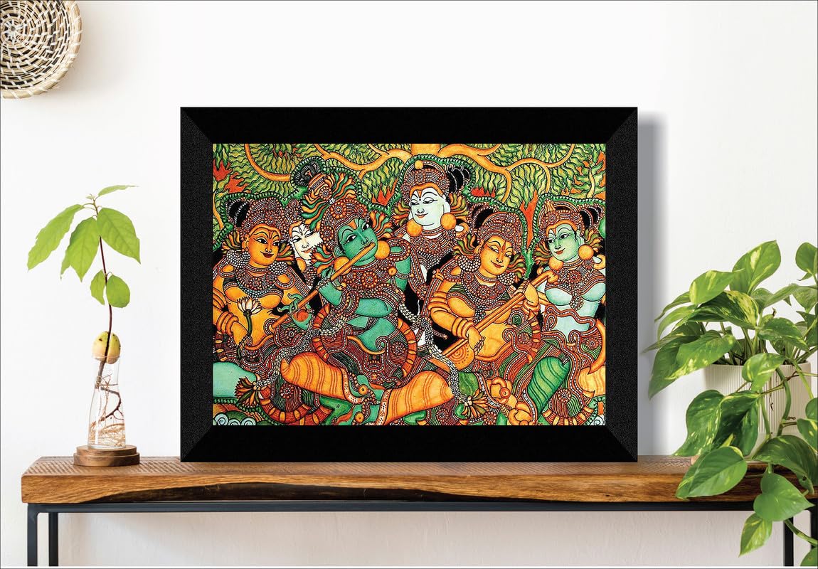 SAF paintings Kerela Mural Art Religious Black frame painting for Wall Decoration SA-SANFK33347