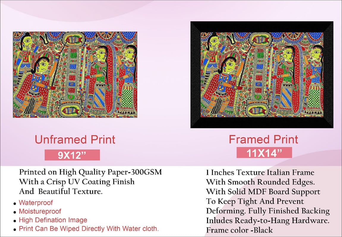 SAF paintings Madhubani Traditional Black frame painting for Wall Decoration,Home and Office OL-SANFK33419