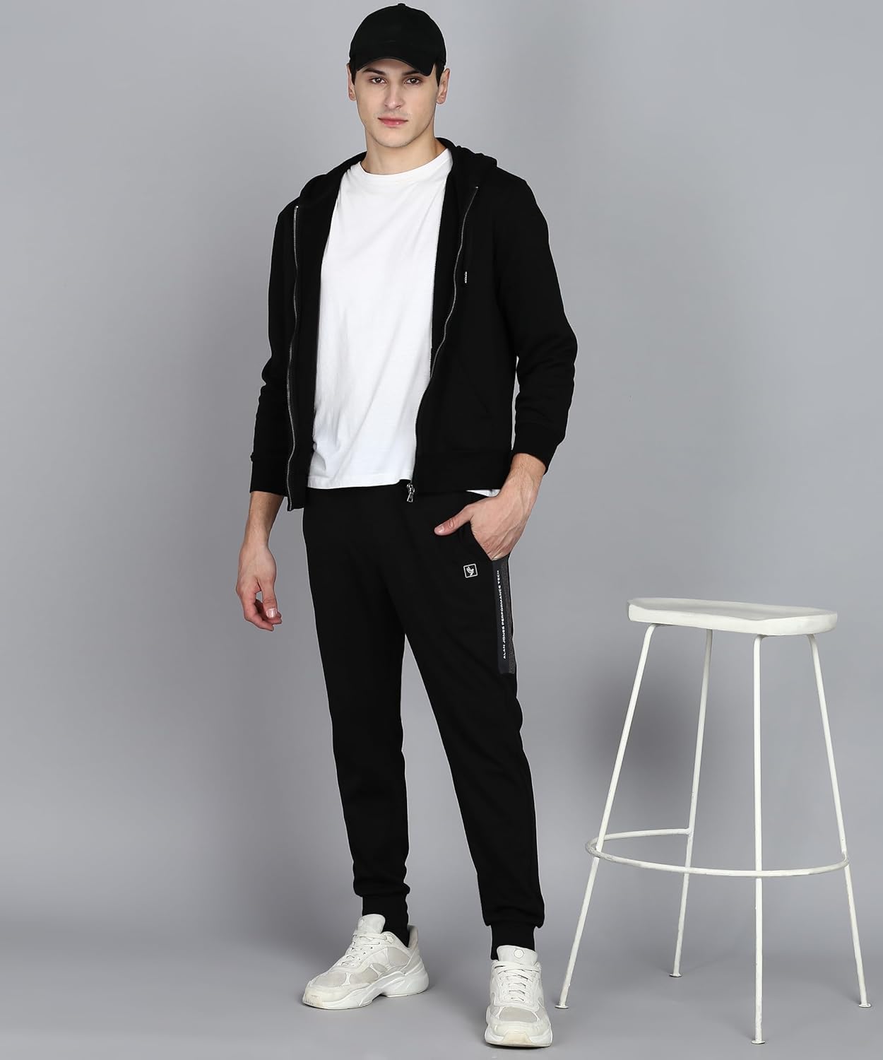 Alan Jones Clothing Men Side Panel Detail Cotton Joggers Regular Fit Track Pants-3