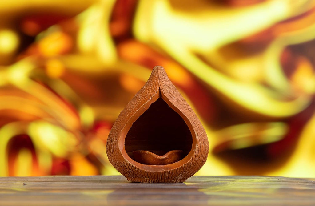Karru Krafft Handcrafted Terracotta Akhand Narkel Diya for Pooja Decor, Festive Decor, Diwali Decor, Home Décor, Home Lighting, Decorative Diya, Decorative Lamp, Mitti Diya, Lanterns, Festive Gifting