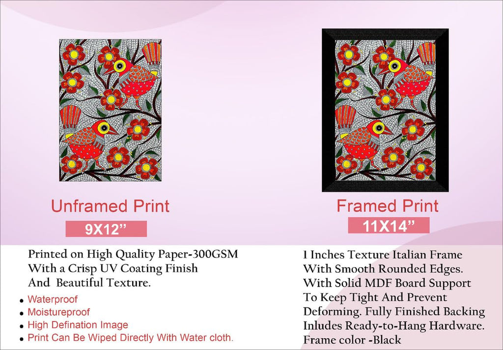 SAF paintings Madhubani Art Black frame painting for Wall Decoration SA-SANFK33272