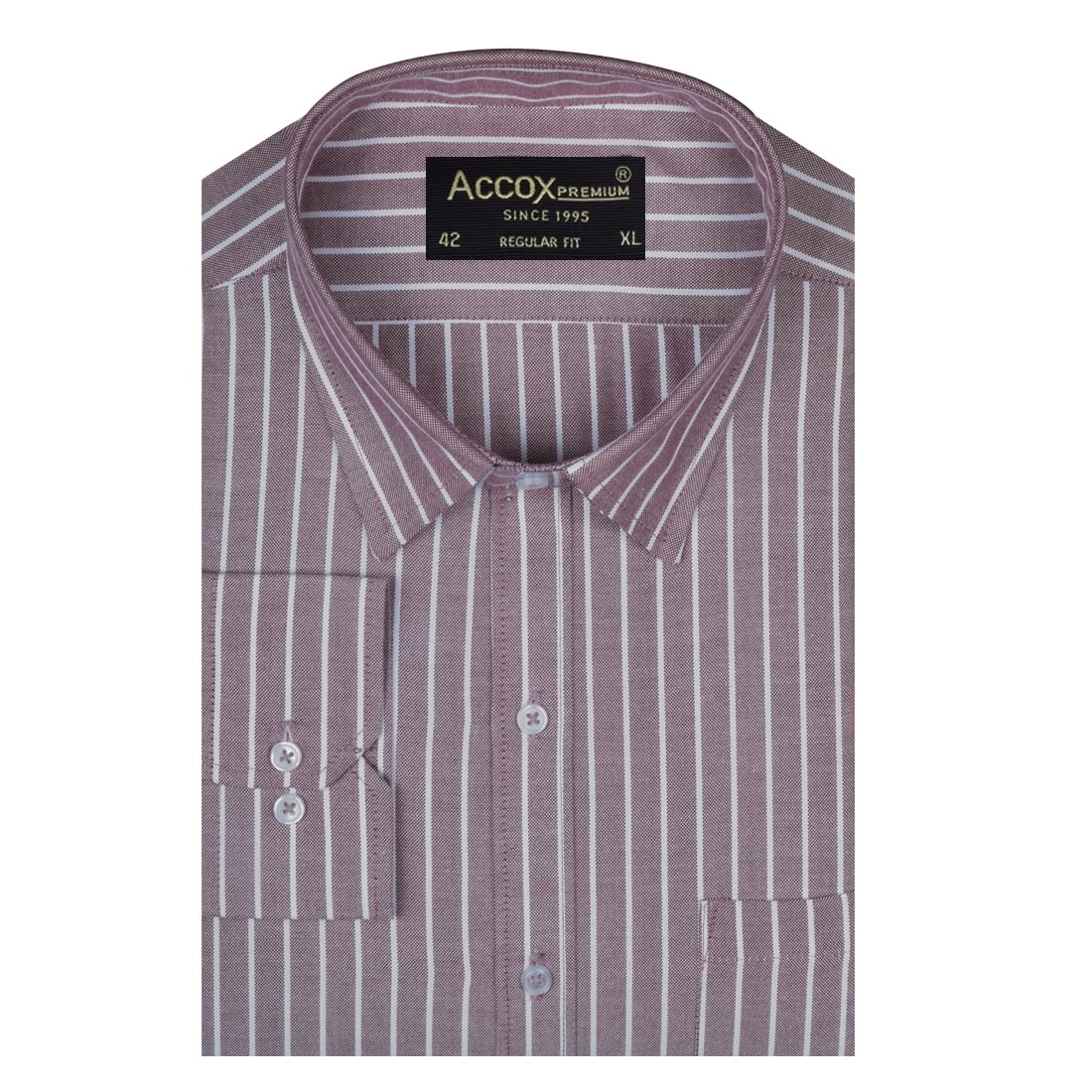 ACCOX Men's Breathable Cotton Full Long Sleeves Striped Regular Fit Formal Shirt for Men (O_GCR382)