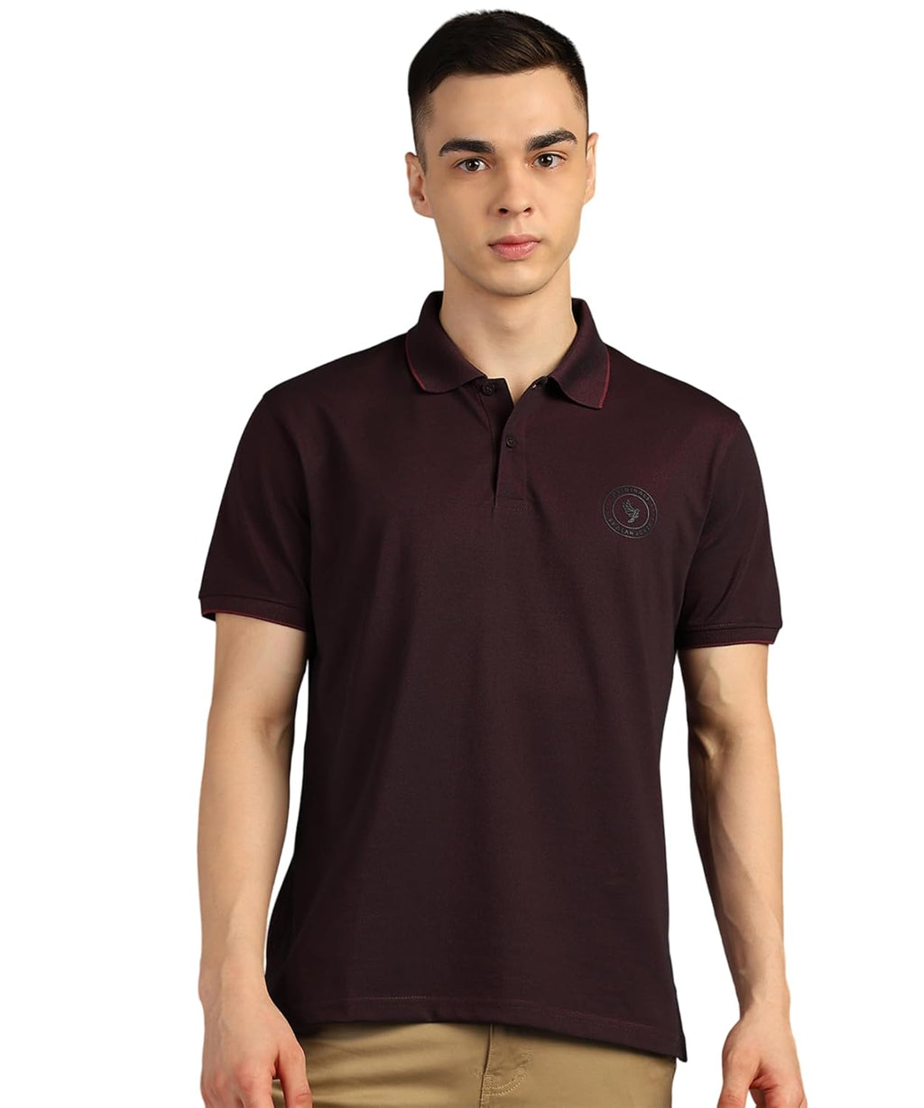 Alan Jones Clothing Men's Solid Short Sleeves Regular Fit Polo T-Shirt-1