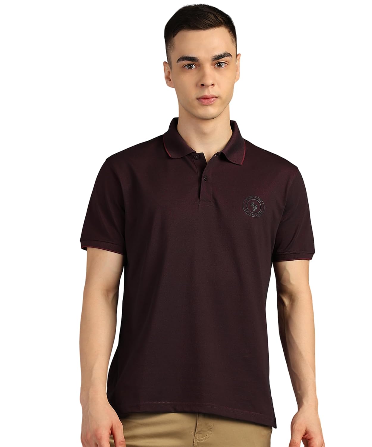 Alan Jones Clothing Men's Solid Short Sleeves Regular Fit Polo T-Shirt-1