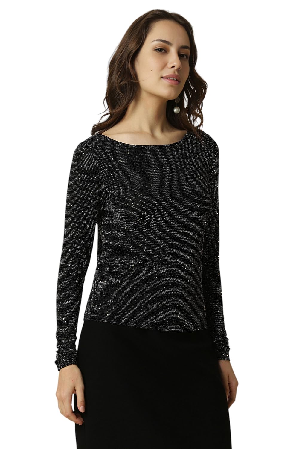 Allen Solly Women's Black Plain Long Sleeve Blouse