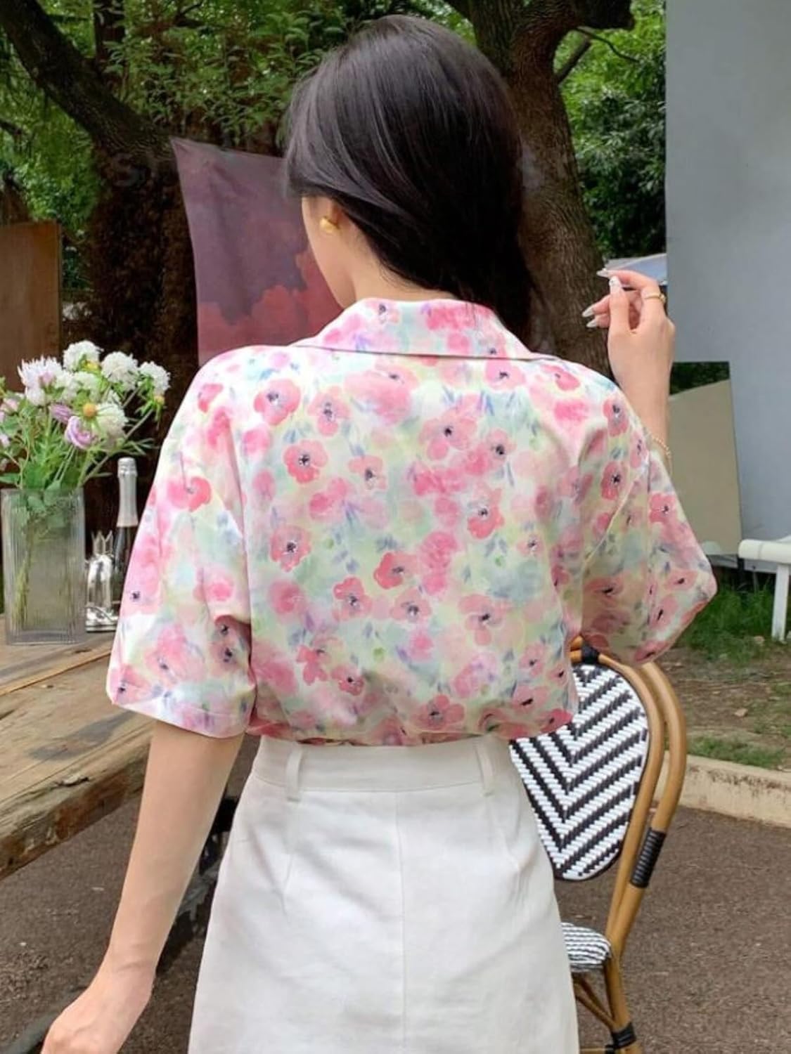 GRECIILOOKS Printed Regular Fit Shirt Korean Western Tops for Women Stylish