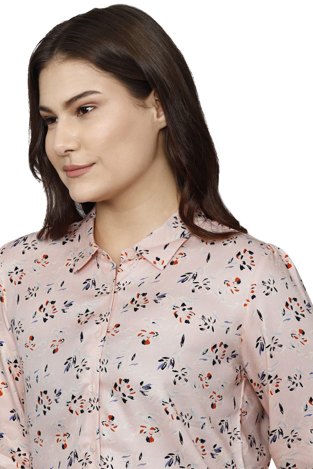Allen Solly Women's PINK Printed Long Sleeve Casual Shirt