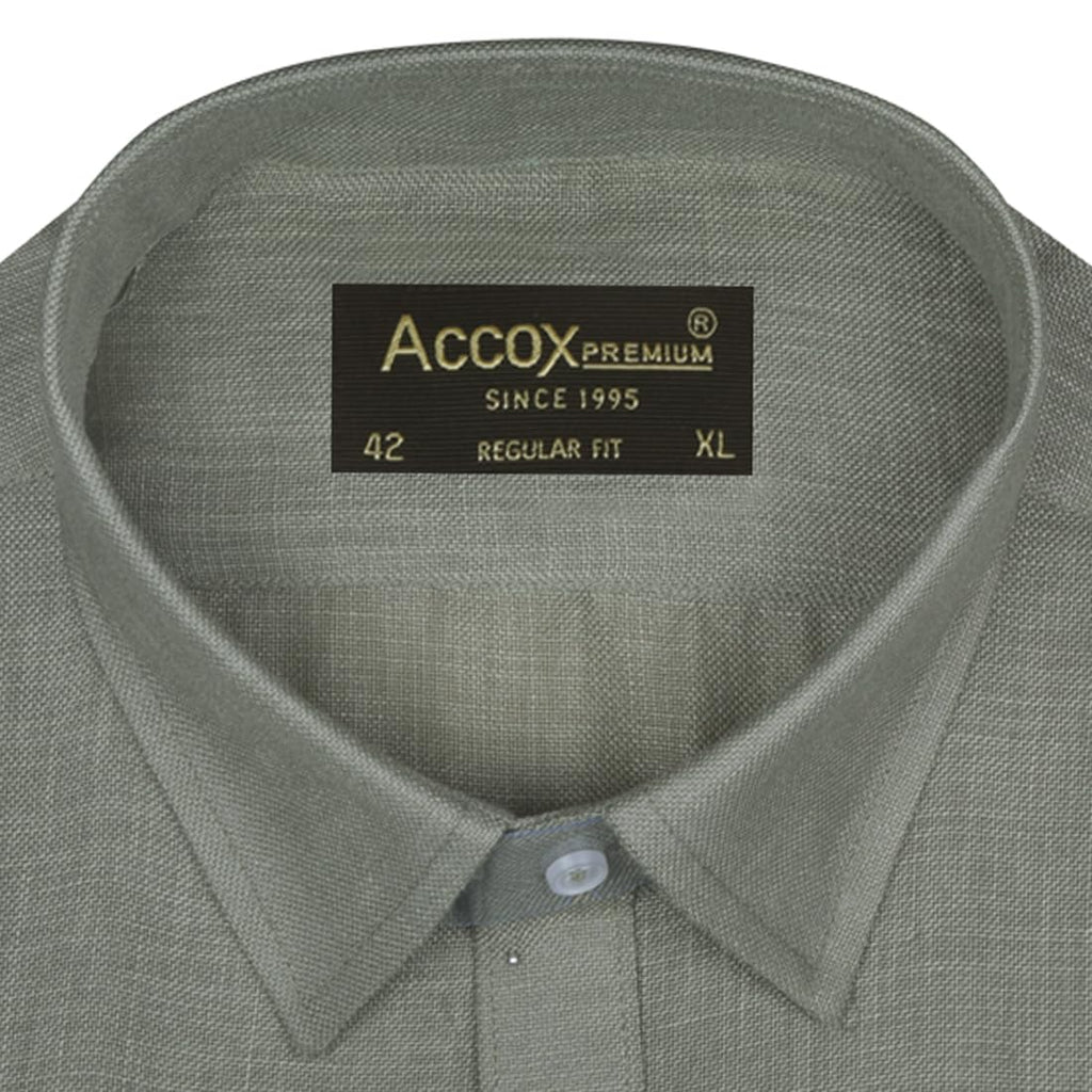 ACCOX Men's Breathable Cotton Linen Full Sleeves Regular Fit Plain Formal Shirt for Men (S_GCR369)