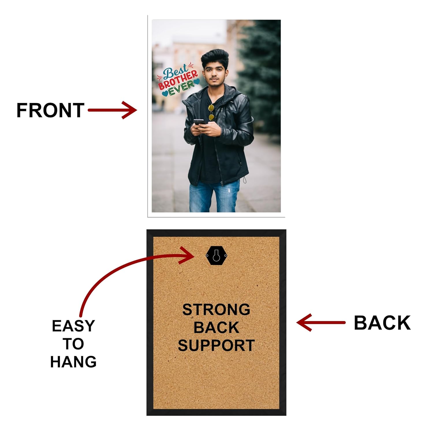 SAF photo frame Best brother ever Customized White Frame Photo Frame For home And wall décor,Living Room And Bedroom||Personalized Photo Frame Couple,Family,and Friends 30 cm x 23 cm PF-W-14