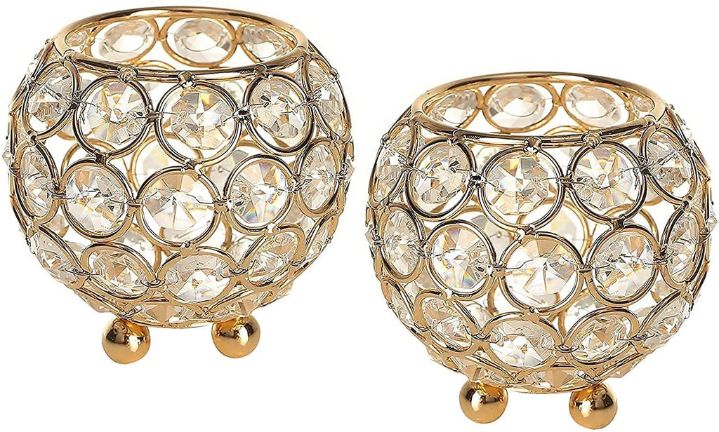 CentraLit Decoartive Tea Light Crsytal Candle Holder - Pooja Diya Decoration Items Home Diwali Brass Puja Item - Diwali Gift Lantern (Pack of 2)