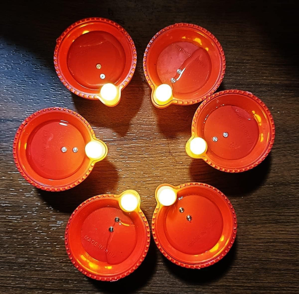 LUMINI 12 Pcs Water Sensor Diya Lights Electric Flameless & Smokeless LED Diyas | Eco-Friendly Led Diyas Candle Warm Ambient Lights for Home Decor, Diwali Festivals Decoration,Christmas,New Year(12)