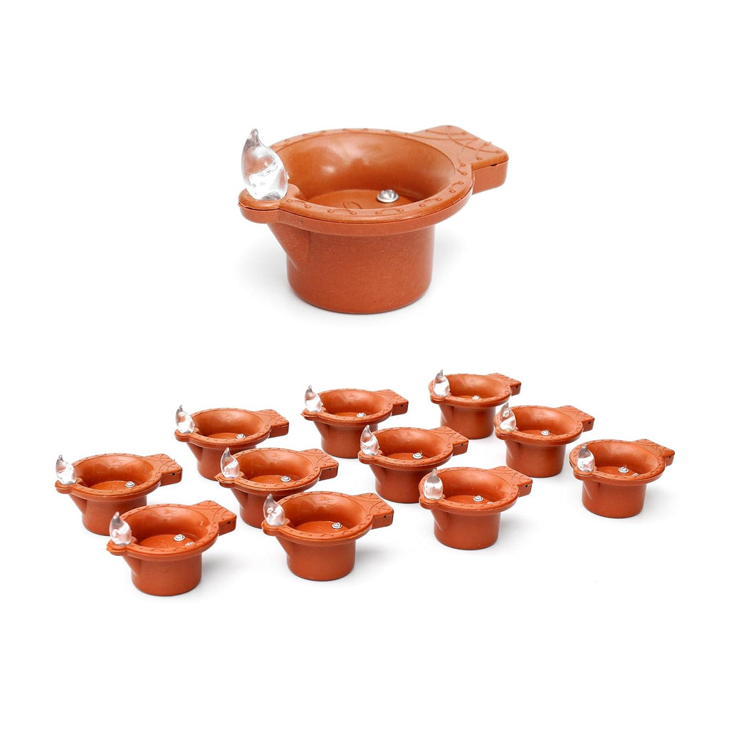 Decovaa Water Sensor Electric Diyas Candle Eco-Friendly Water Sensor Diya for Diwali Decoration, Festival, Pooja, Bolcony, Rangoli and Home Decoration (Pack of 12)