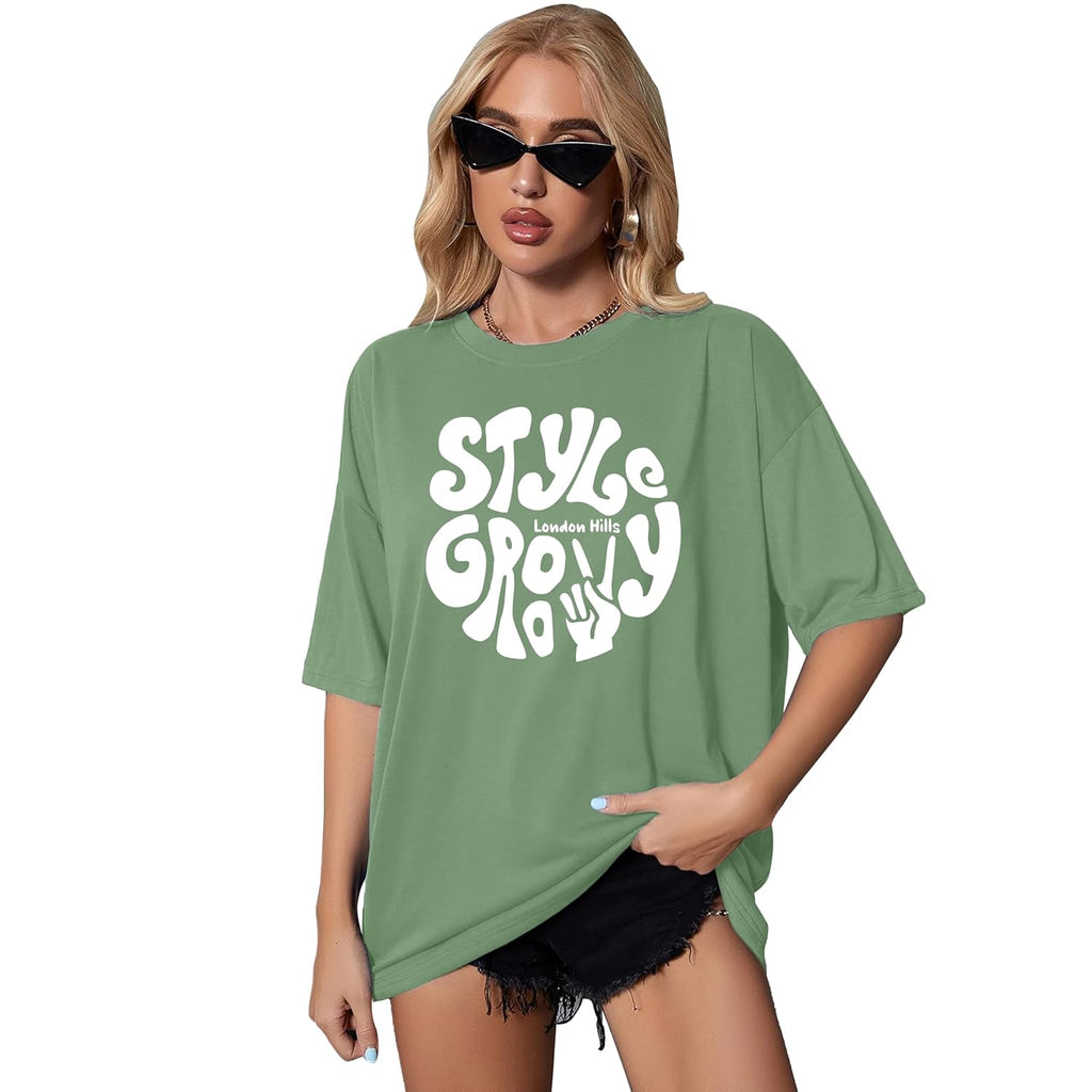 GRECIILOOKS London Hills Women's Casual Printed Round Neck T-Shirt