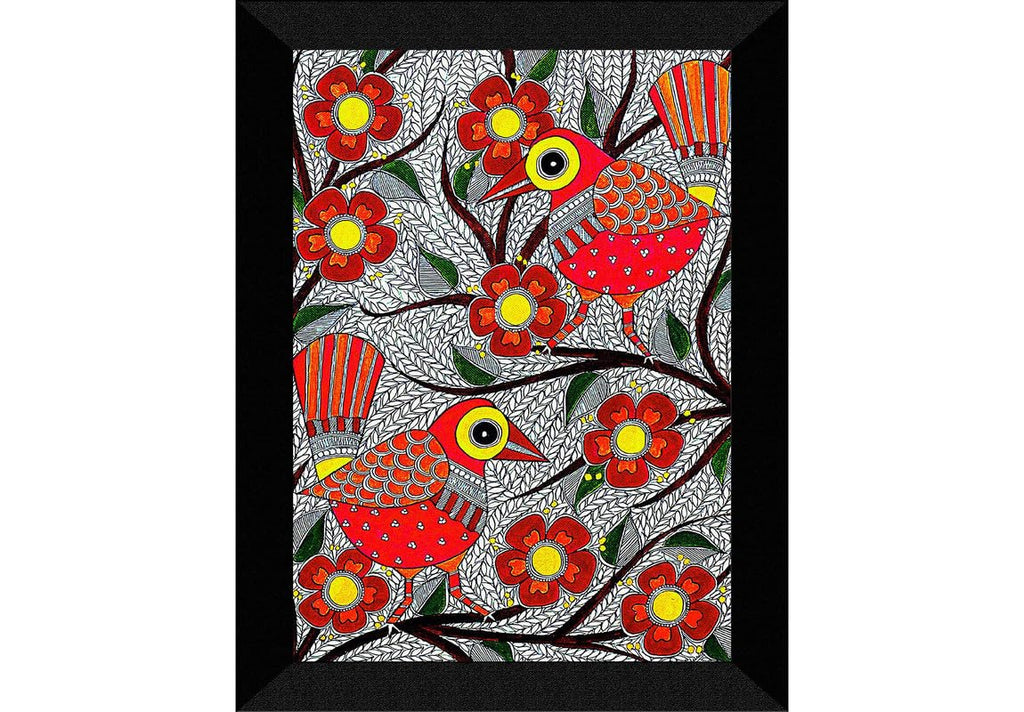 SAF paintings Madhubani Art Black frame painting for Wall Decoration SA-SANFK33272
