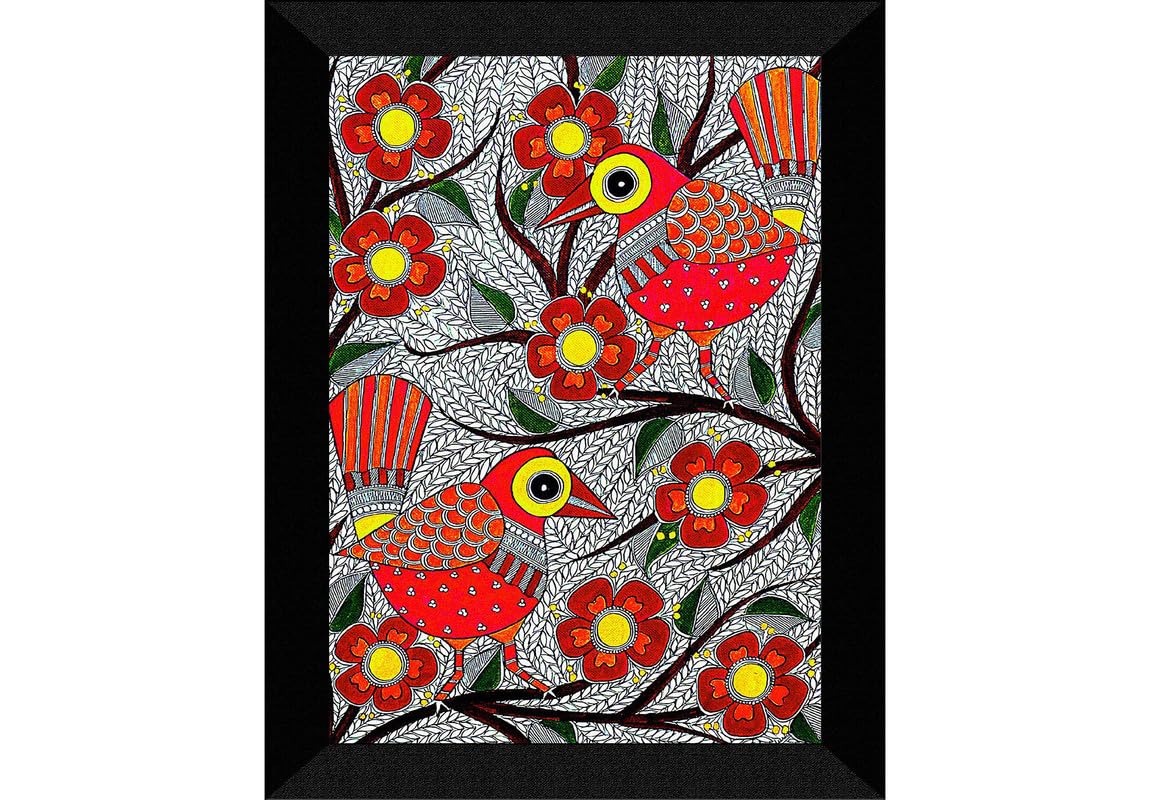 SAF paintings Madhubani Art Black frame painting for Wall Decoration SA-SANFK33272