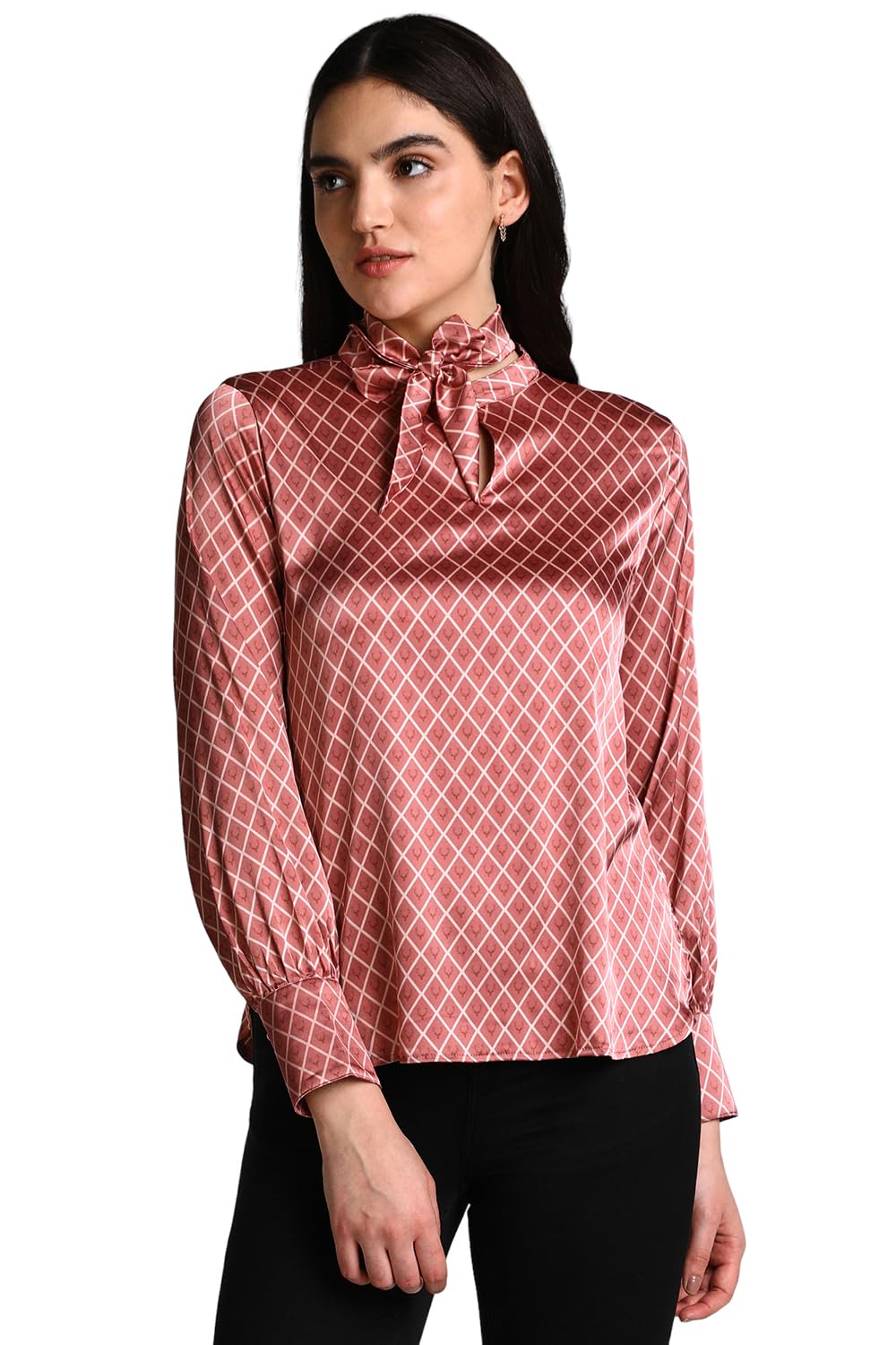 Allen Solly Women's Pink Printed Long Sleeve Casual Shirt