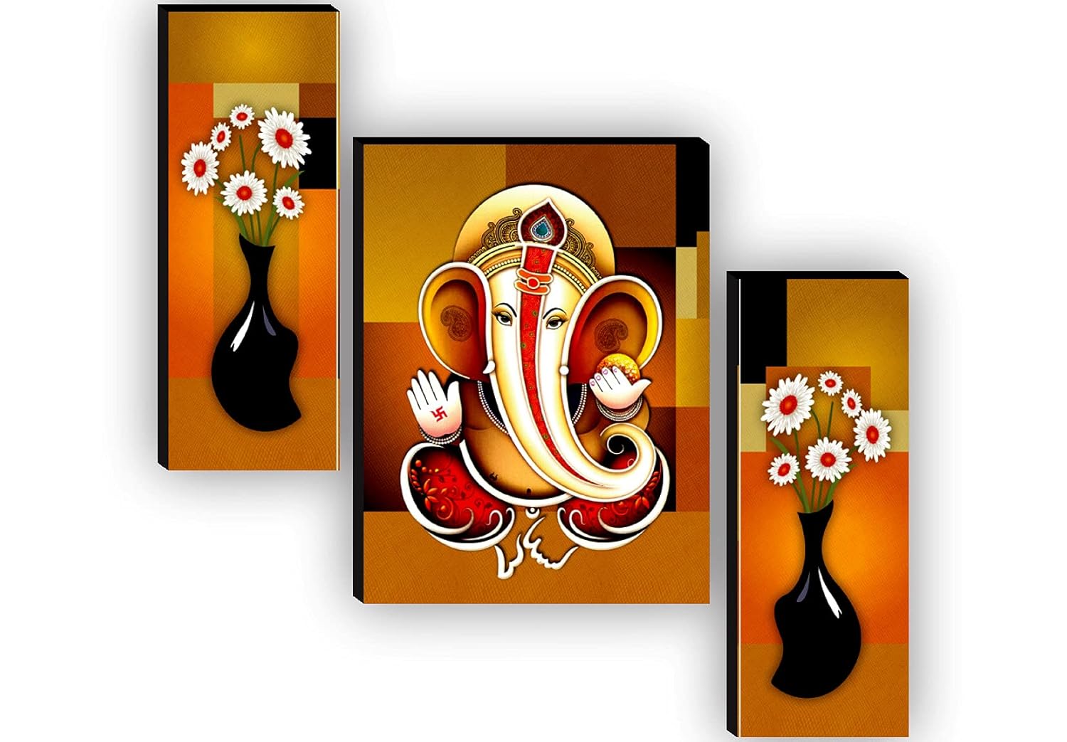 SAF paintings Set of 3 Ganesha modern art UV Textured Paintings for living room with frame Painting 18 Inch X 12 Inch SAF-JMS7515