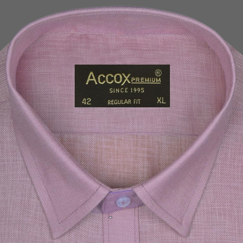 ACCOX Men's Breathable Cotton Linen Full Sleeves Regular Fit Plain Formal Shirt for Men (S_GCR373)