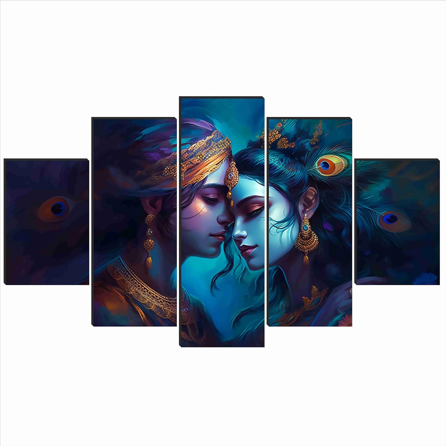Saf Radha Krishna Paintings For Wall Decoration-Set Of Five,3D Modern Art Painting For Living Room Large Size With Frames For Home Decoration,Hotel,Office 76.2 Cm X 45 Cm Sanfpnls35460-Engineered Wood