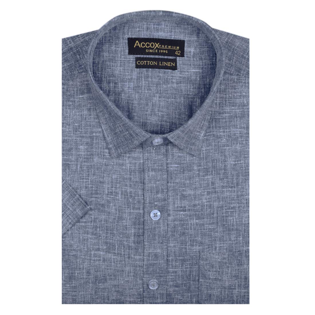 ACCOX Men's Half Sleeves Formal Regular Fit Cotton Linen Shirt(GC311)