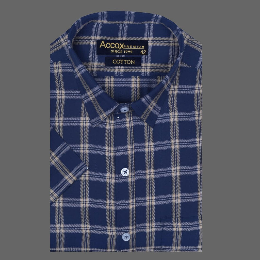 Accox Men's Cotton Checkered Formal Shirt (B0D7Z92GKM)