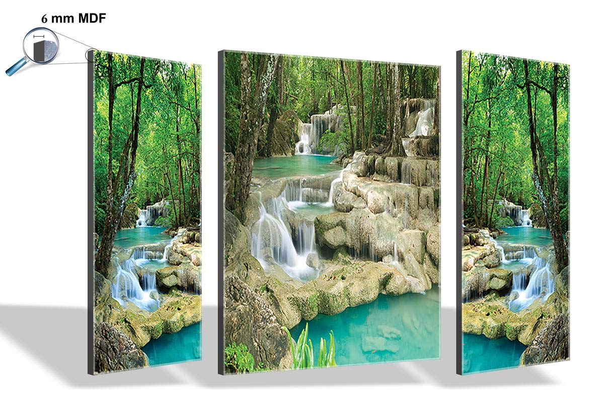 SAF paintings 6MM Waterfall Set of 3 Panel Digital Reprint 12 inch x 18 inch Painting (SAJM7469) SANFJM7469
