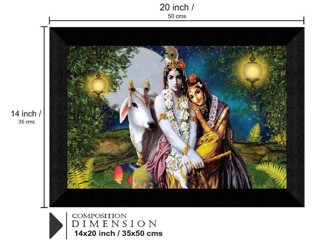 SAF Radha Krishna Modern Art UV Textured Home Decorative Gift Item Large Framed Painting 20 Inch X 14 Inch PHM30310