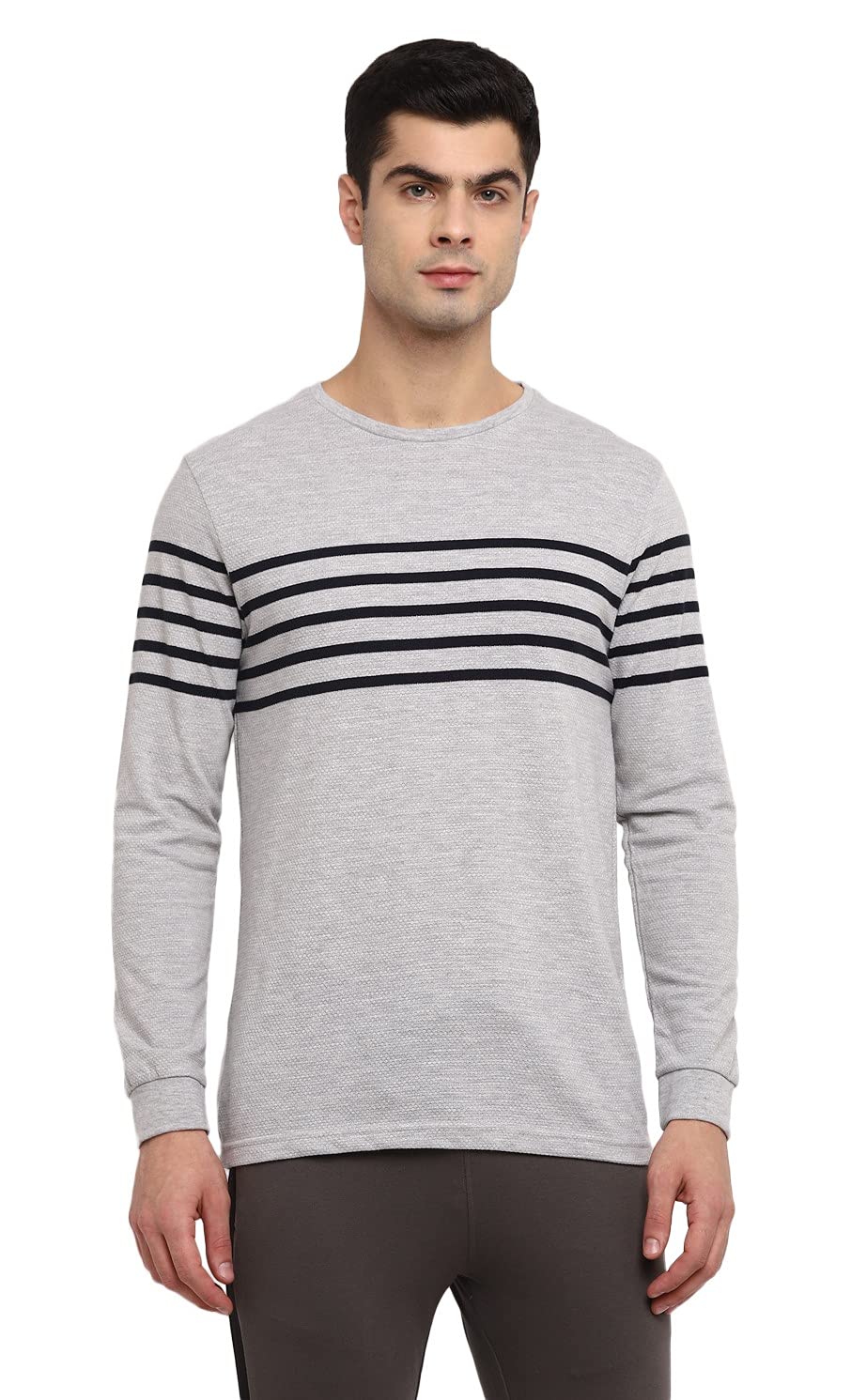 Alan Jones Clothing Men's Striped Full Sleeves Round Neck Regular Fit T-Shirt-1