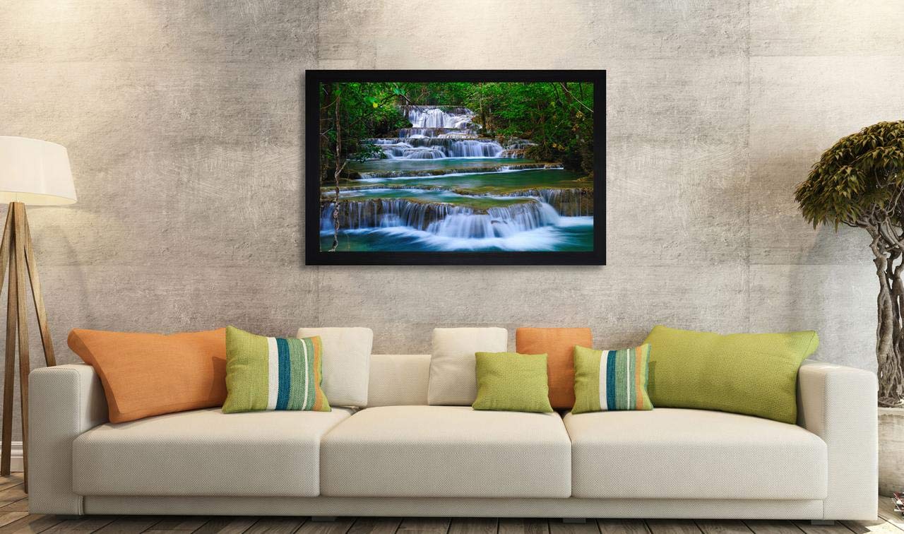 SAF paintings Natural Waterfall Large Synthetic Framed UV Digital Reprint Painting (14 inch x 20 inch) SANFM4130