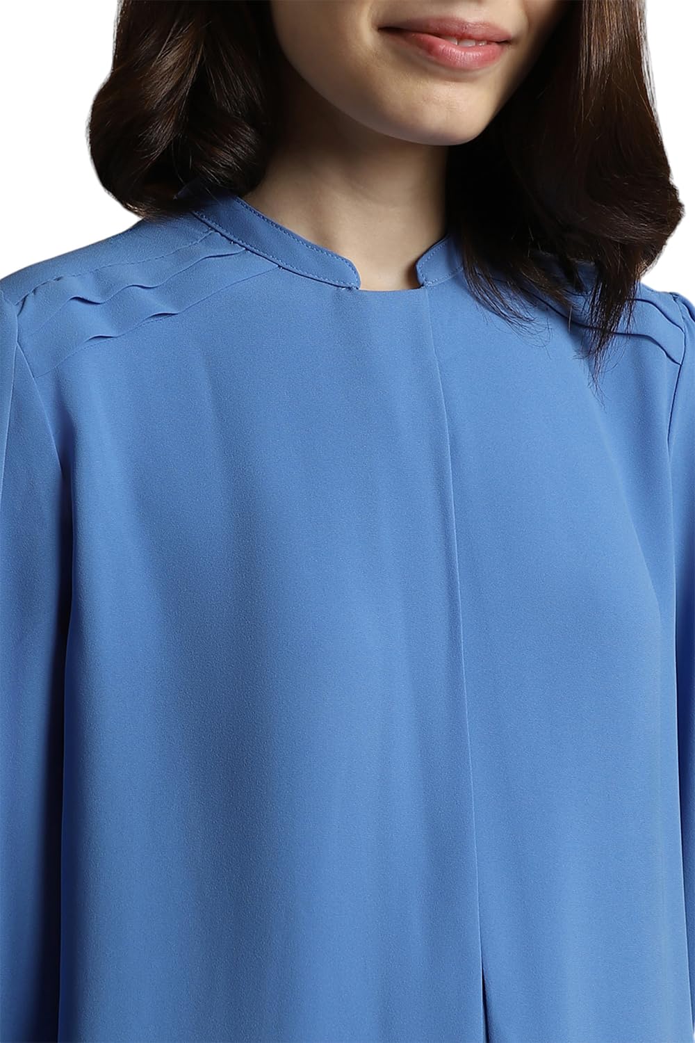 Allen Solly Women's Blue Plain Long Sleeve Blouse