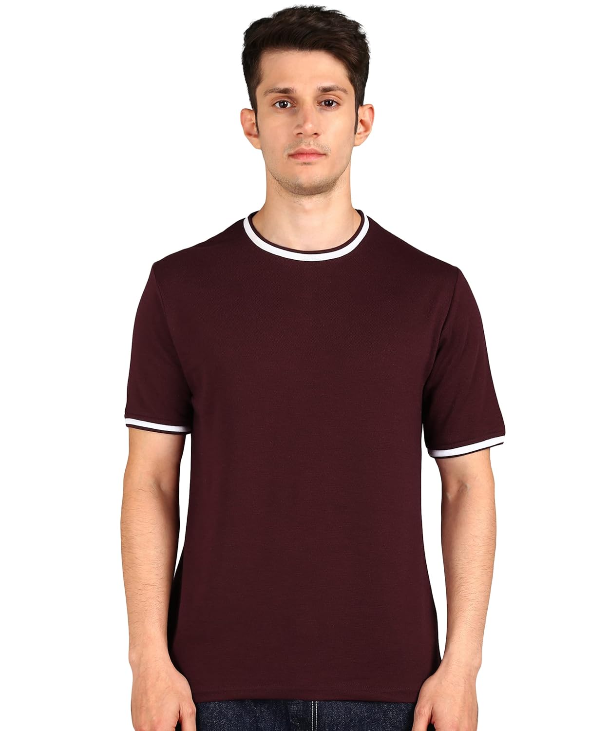 Alan Jones Clothing Men's Self Design Cotton Regular Fit T-Shirt-1