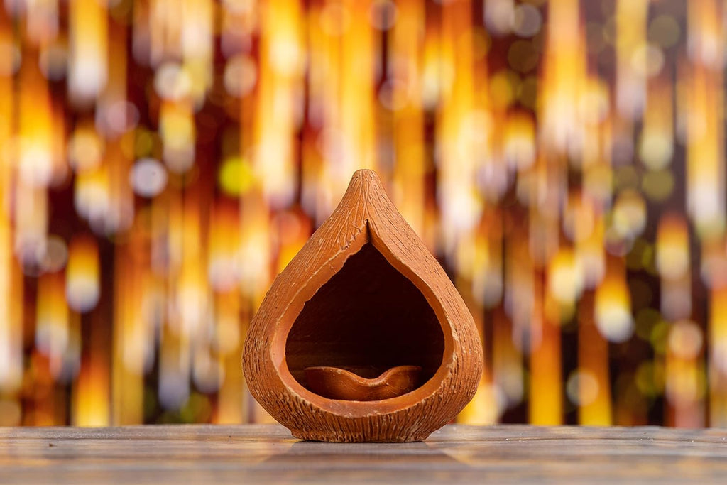 Karru Krafft Handcrafted Terracotta Akhand Narkel Diya for Pooja Decor, Festive Decor, Diwali Decor, Home Décor, Home Lighting, Decorative Diya, Decorative Lamp, Mitti Diya, Lanterns, Festive Gifting