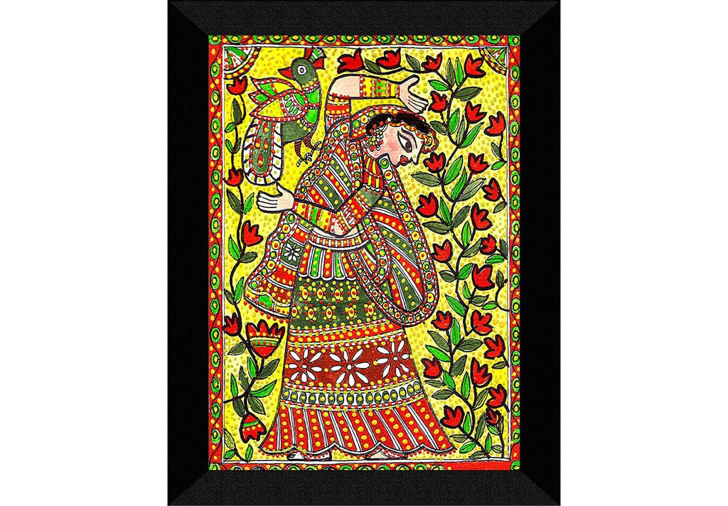 SAF Wood Paintings Madhubani Traditional Black Frame Painting For Wall Decoration,Home And Office Ol-Sanfk33251
