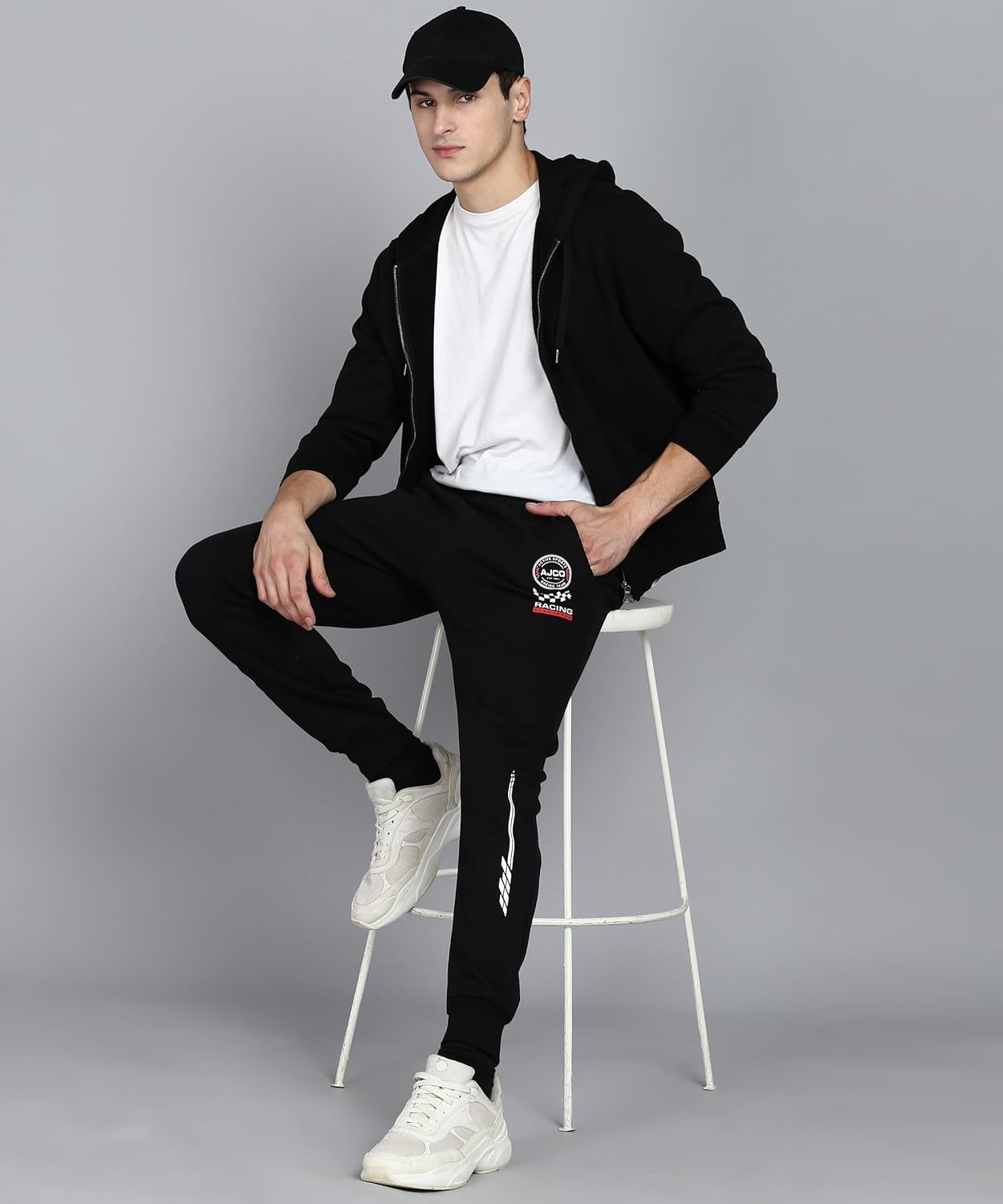 Alan Jones Clothing Men's Solid Regular Fit Cotton Joggers Track Pant