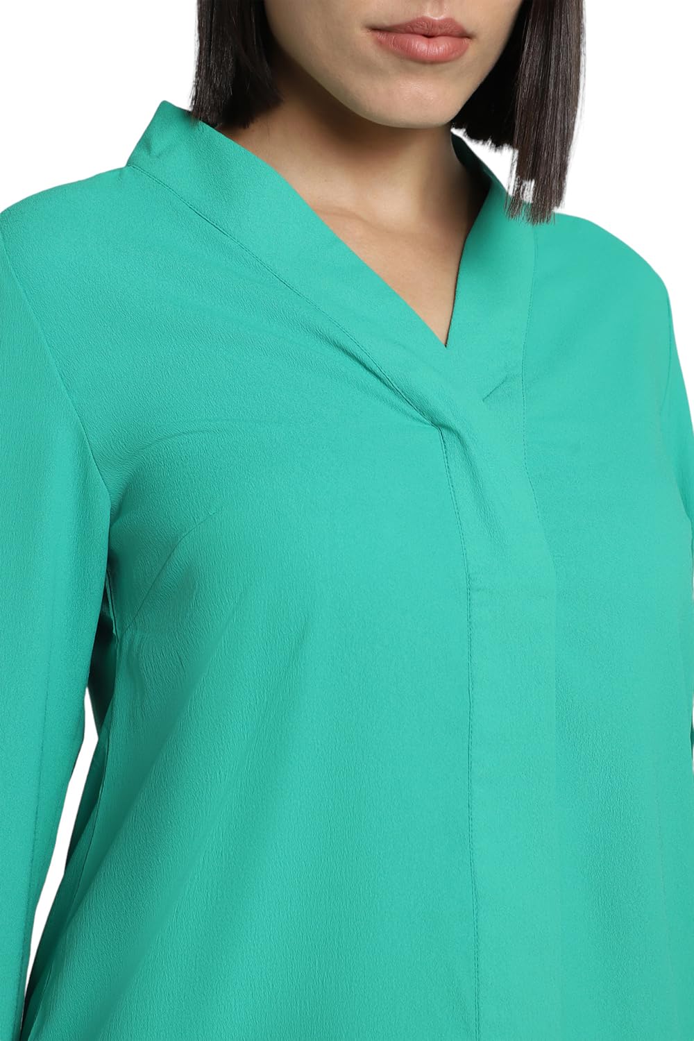 Allen Solly Women's Green Plain Full Sleeve Casual Shirt