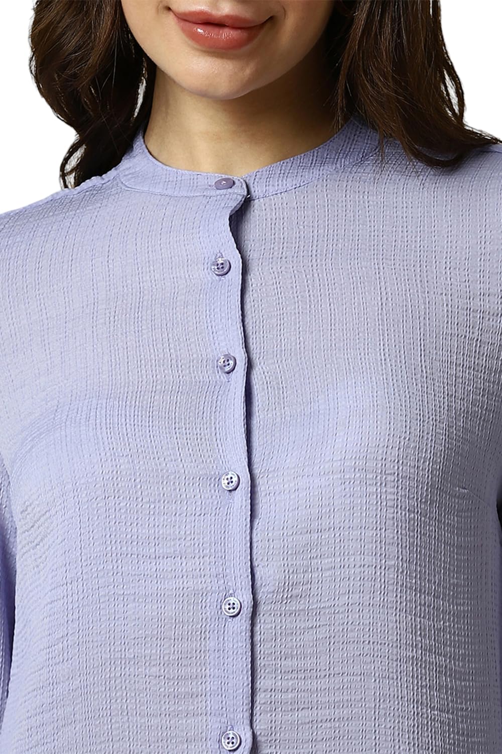 Allen Solly Women's Purple Plain Full Sleeve Formal Shirt