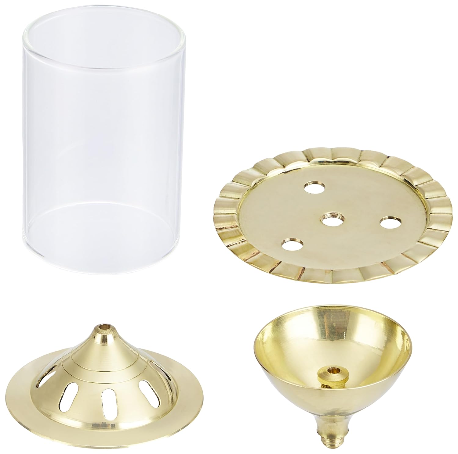 Amazon Brand - Solimo Akhand Diya/Oil Lamp with Glass Cover for Puja, Home Décor and Diwali, Brass (Small)