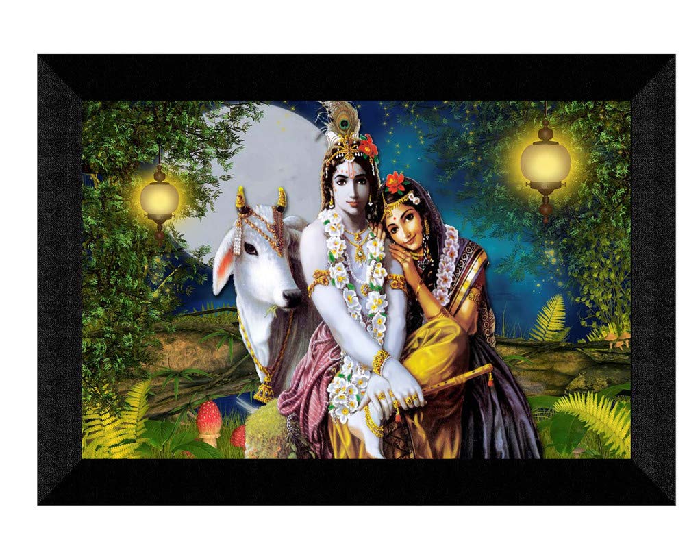 SAF Radha Krishna Modern Art UV Textured Home Decorative Gift Item Large Framed Painting 20 Inch X 14 Inch PHM30310