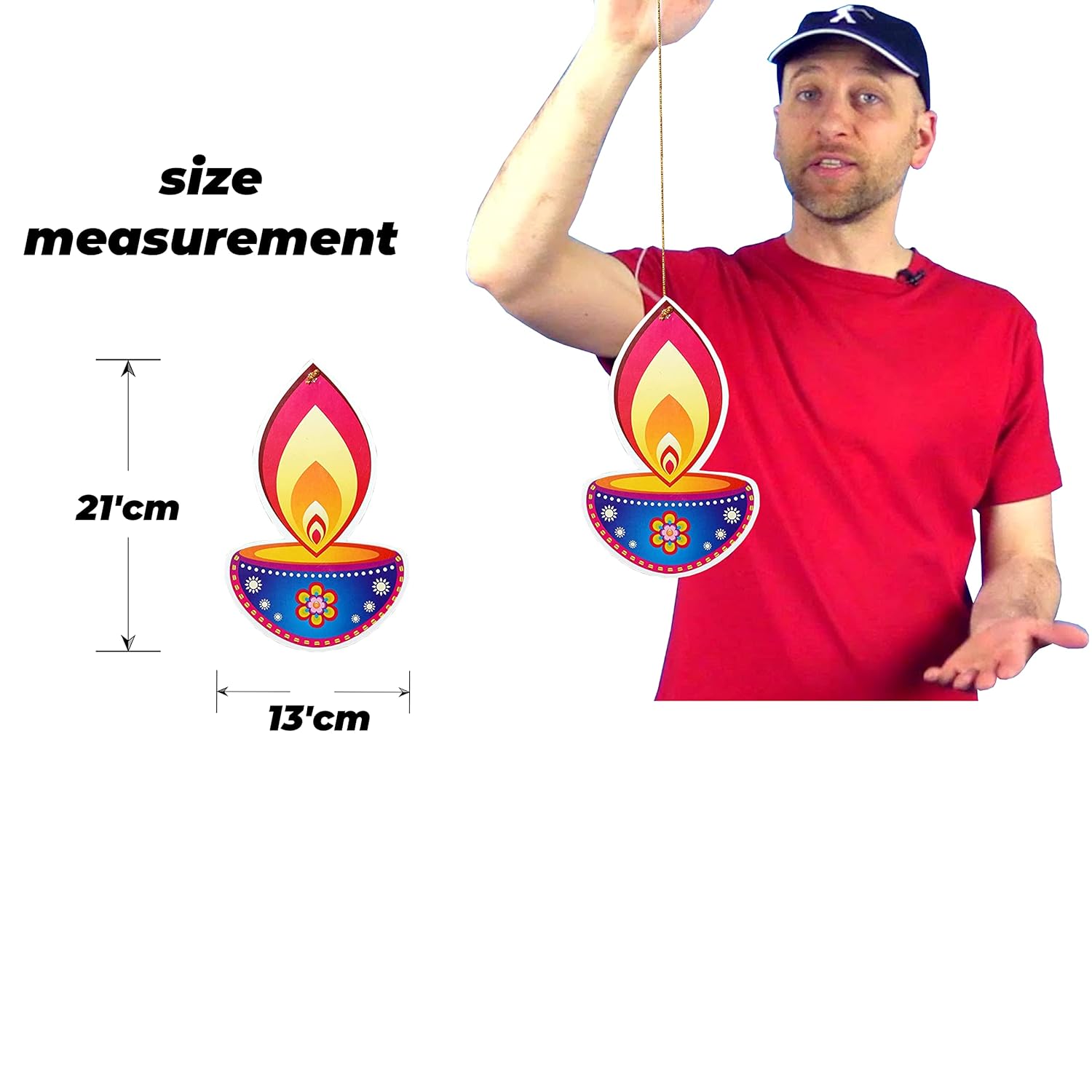 TOYXE Paper Hanging Deepak for Diwali Decoration Set of 10 Pcs