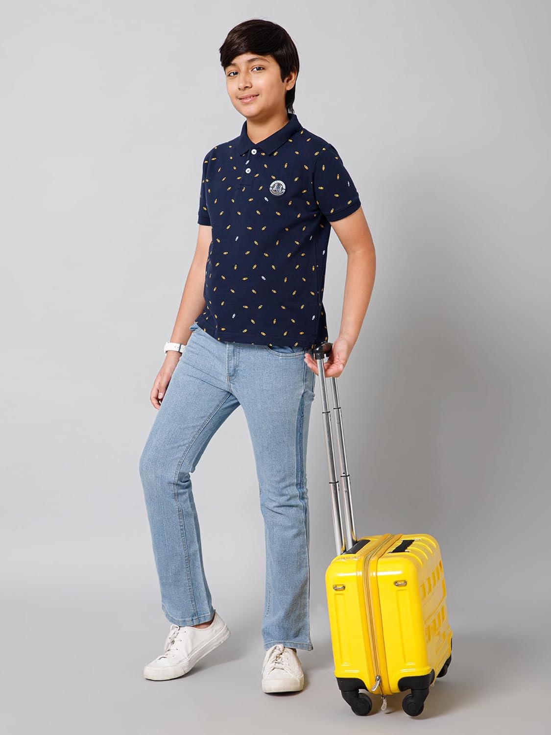 Alan Jones Clothing Boy's Printed Regular Polo Regular Fit T-Shirt-3