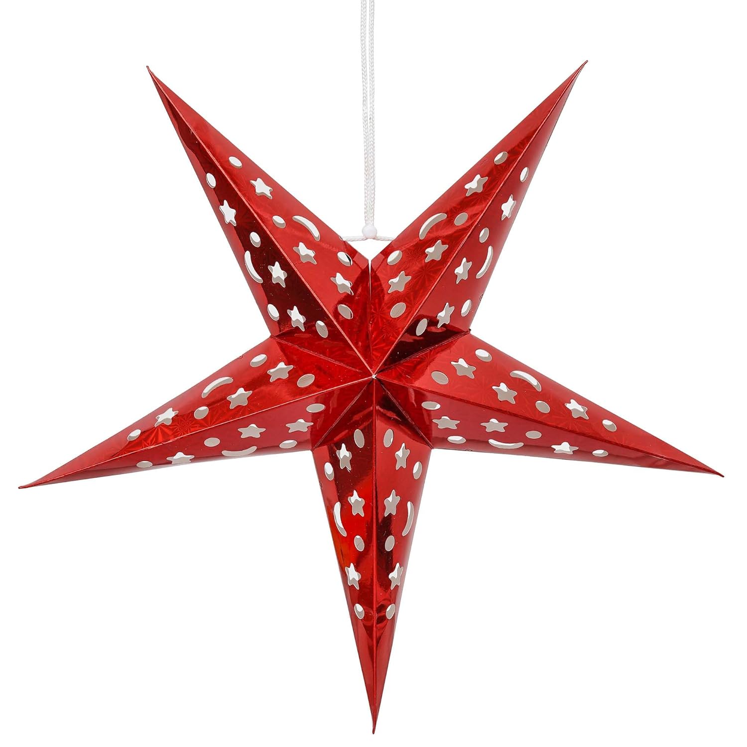 eCraftIndia Red Paper Merry Christmas Star Lantern Lights for Decoration| Diwali Christmas Lantern| Aakash Kandil for Diwali| Hanging Lantern for Home Decoration Balcony| Christmas Decor Items
